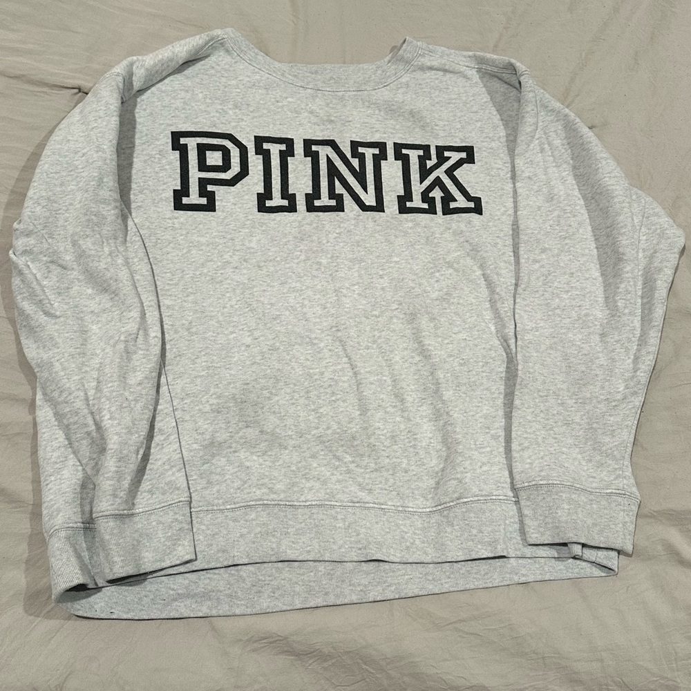 SOLD: PINK Victoria's Secret Light Gray Crew Neck Sweater